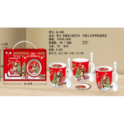 Чашка заварник з ложкою новорічна  в коробці 380мл